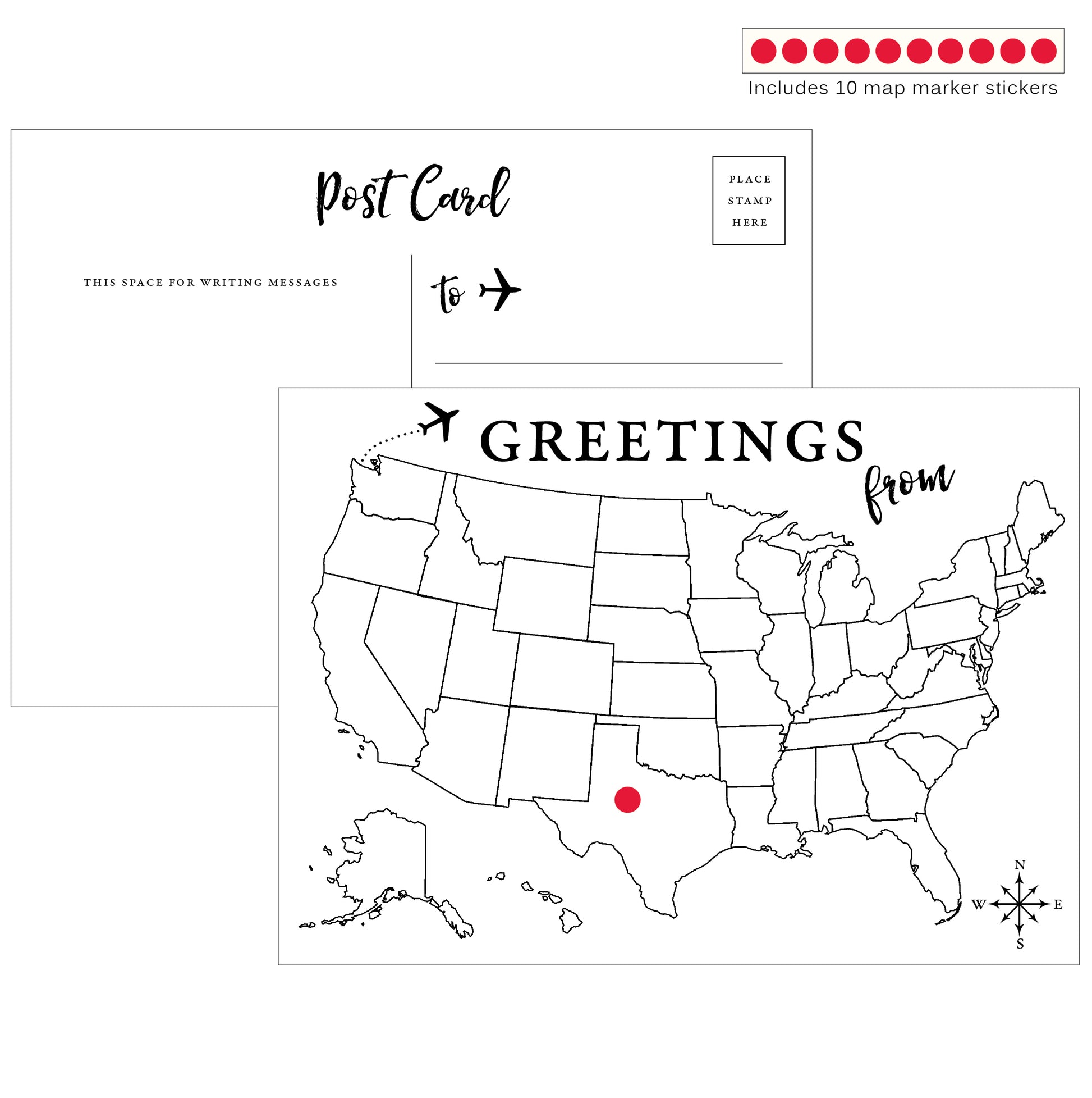 Greetings From Mark the Map Postcards - Set of 10 - Idea Chíc