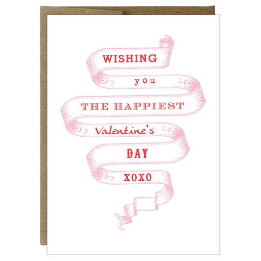 Wishing You the Happiest Valentine's Day Vintage Banner Greeting Card - Idea Chíc
