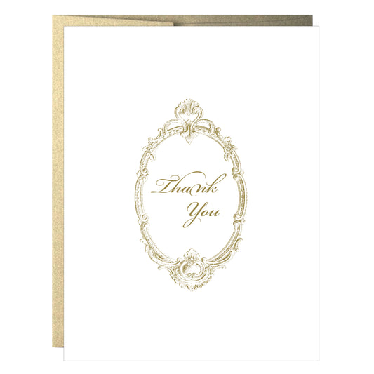 Gold Vintage Thank You Letterpress Folded Card - Idea Chíc