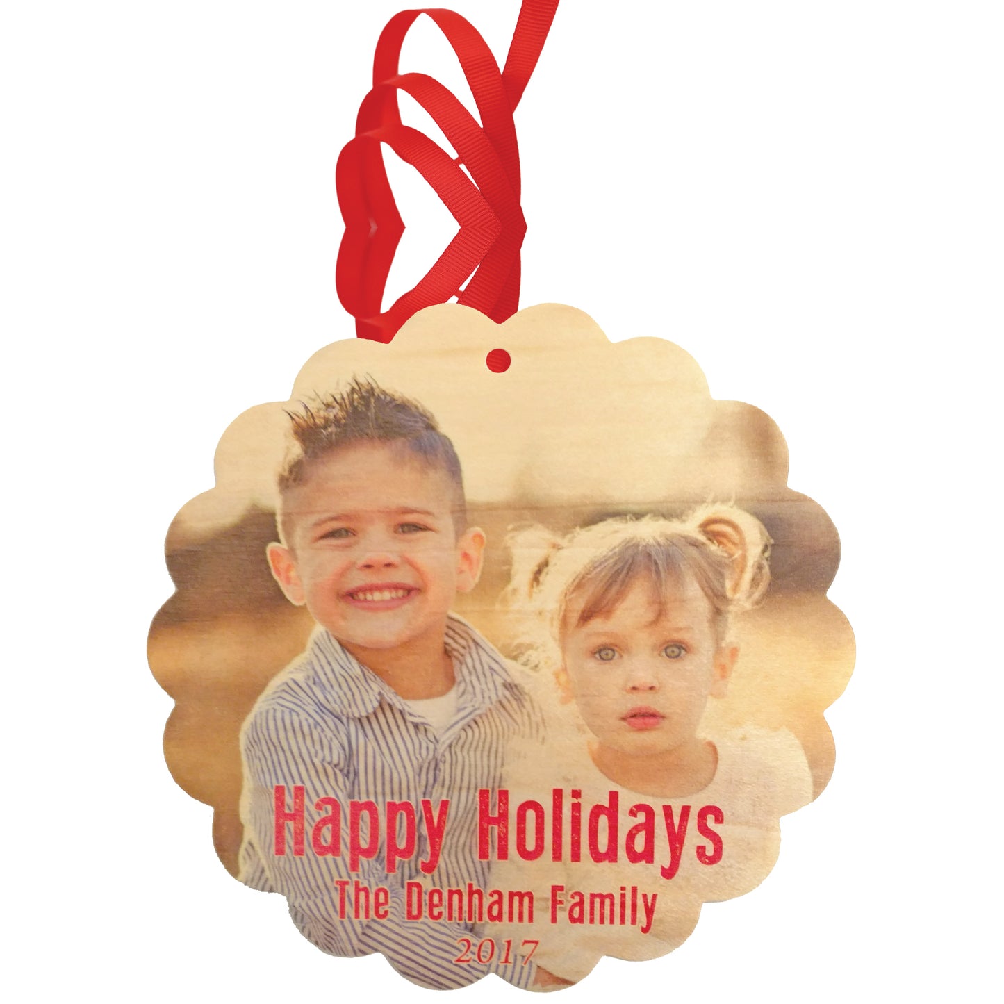 Photo Card and Holiday Ornament on Real Wood Veneer - Idea Chíc